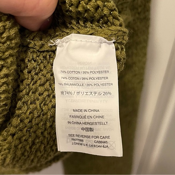 Jcrew sweater. J.Crew army green cotton v neck sweater. Jcrew green sweater. XXL - Picture 6 of 7